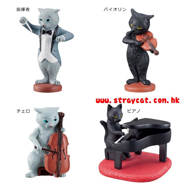 Decole樂團貓小擺設(鋼琴貓、指揮家貓、小提琴貓、大提琴貓)