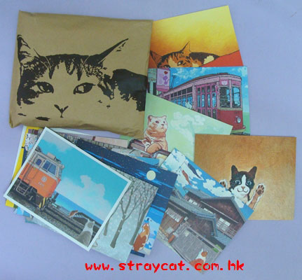 貓貓幸福名信片一套有靚靚紙袋