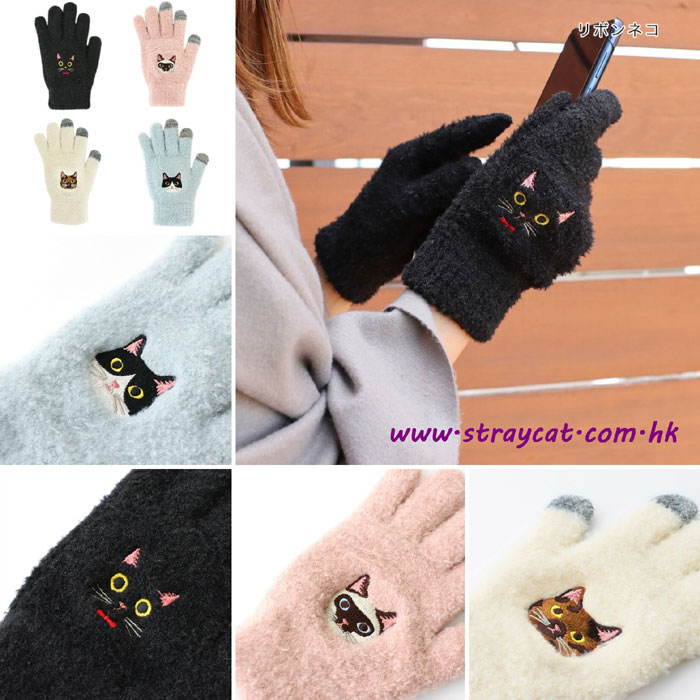 日本刺繡貓頭手襪