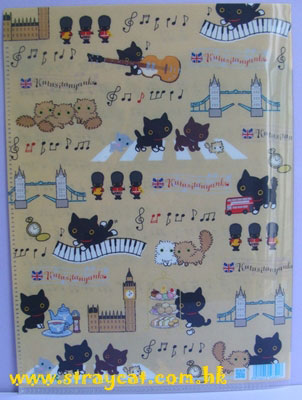 襪子貓鋼琴摺頁A4 file的背面