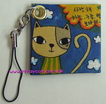 韓國木繪貓電話繩２