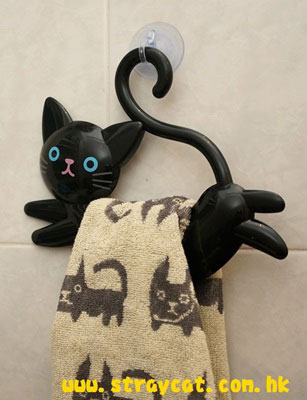 MeHo貓吸盤毛巾架示範