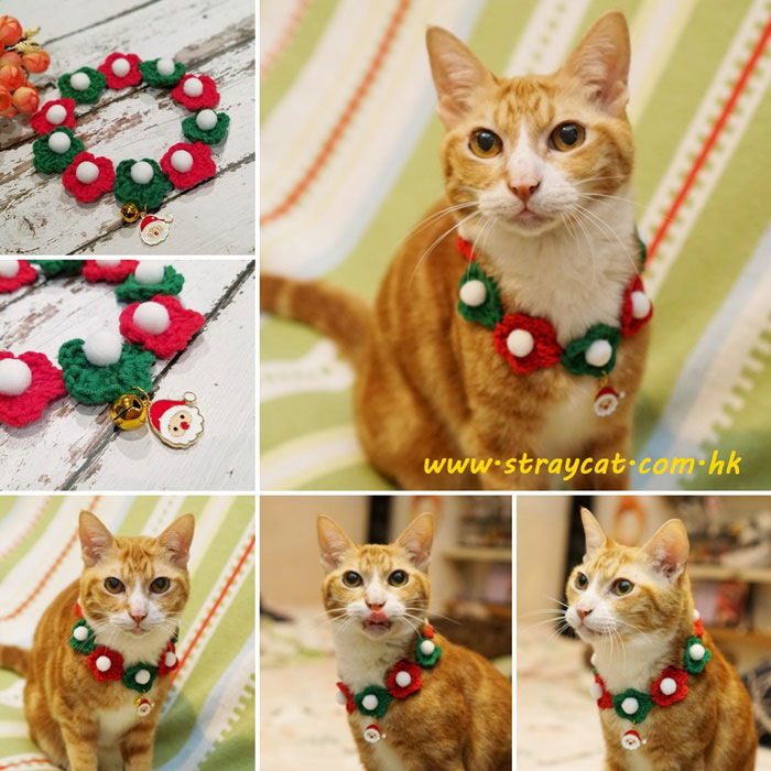 手織聖誕貓頸圈