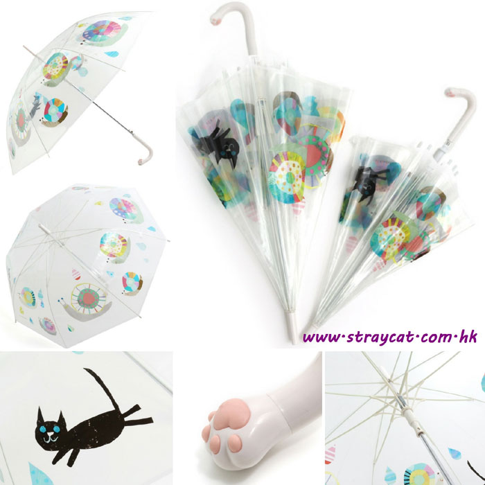 日本gnocoo蝸牛黑貓透明傘