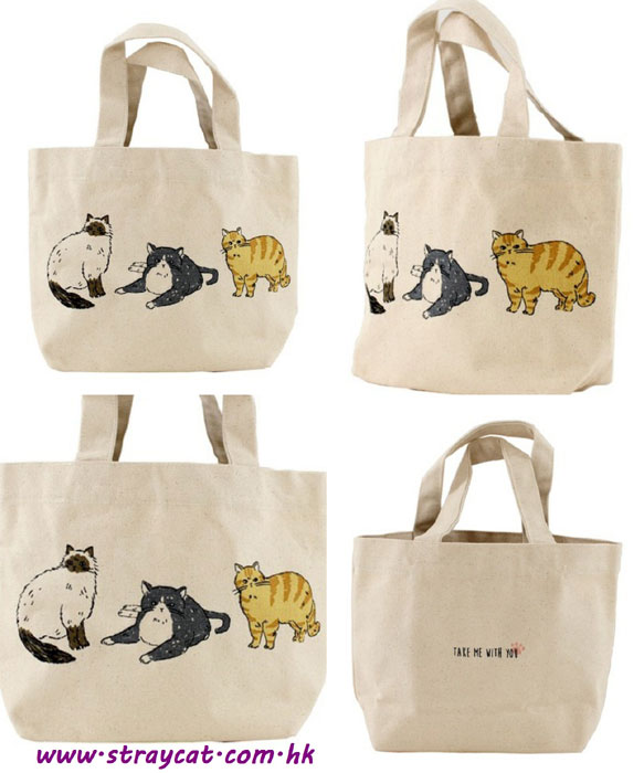 日本三貓手挽袋