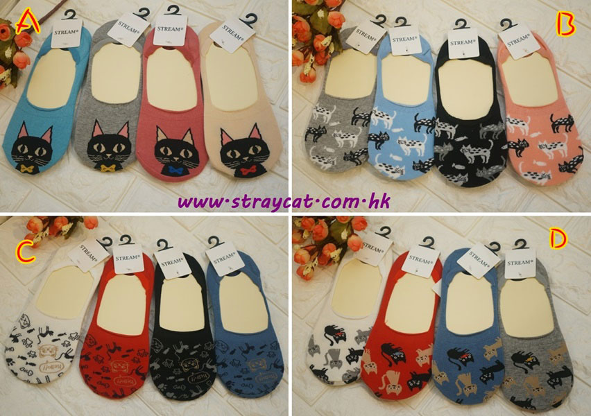 日本貓圖案船襪