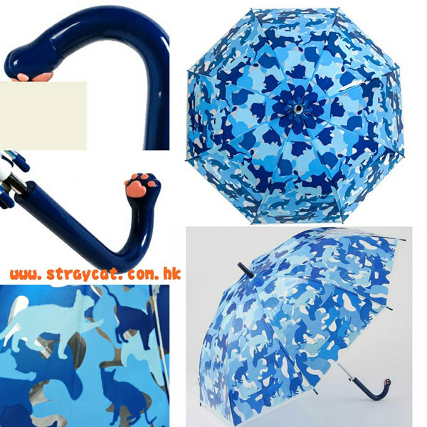 日本Gnocoo透明迷彩藍貓傘