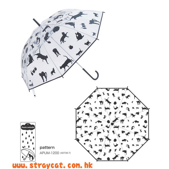 剪影貓透明雨傘１