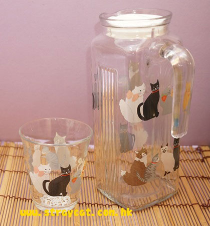 排排貓水樽及排排貓玻璃杯