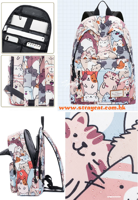 卡通貓電腦夾層背包